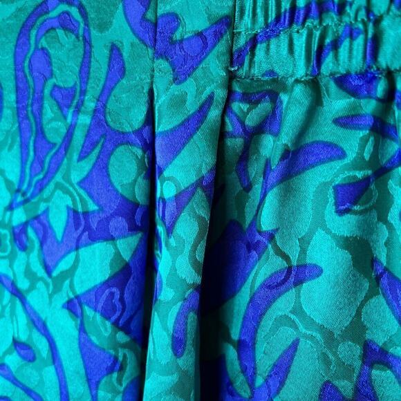 100% Silk Midi Skirt Vintage in Teal Green and Purple Size 10 - Picture 11 of 12